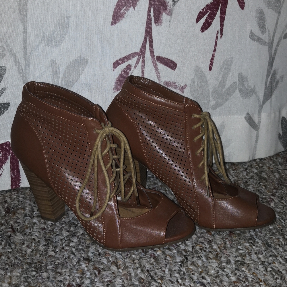 Brown lace up heels